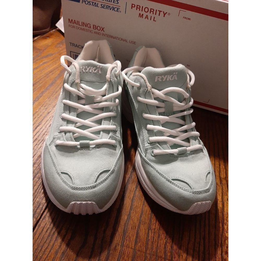 New 9.5M Light Green Ryka Contour Twill Walking Athletic Gym Shoes Senakers - Picture 2 of 8